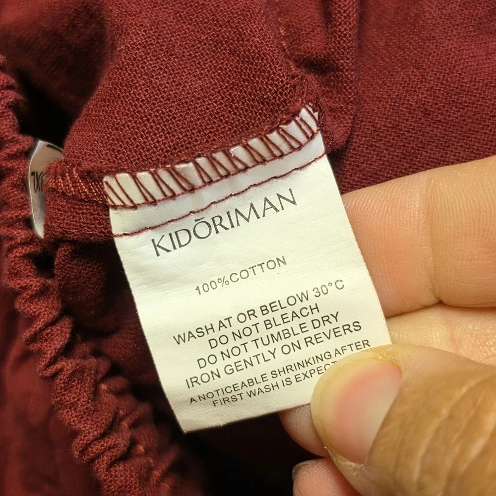 Kidoriman Men's Gelyu Harem Japanese Street Burgundy Red Cotton Jogger Pants 3XL
